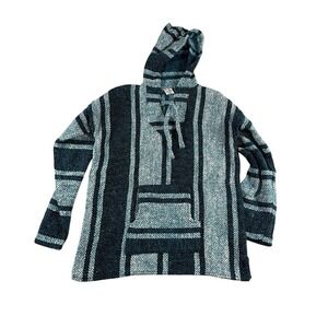 Artesanias Cuamatzi Baja Mexico Teal Drug Rug Hoodie Size Medium